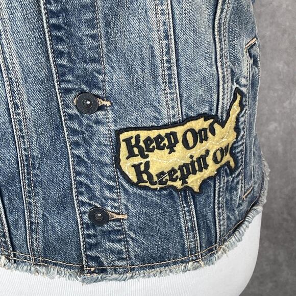 Kill City Fight F@@k Kill Denim Biker Vest Women Med Sleeveless Studded Patches - Picture 3 of 10